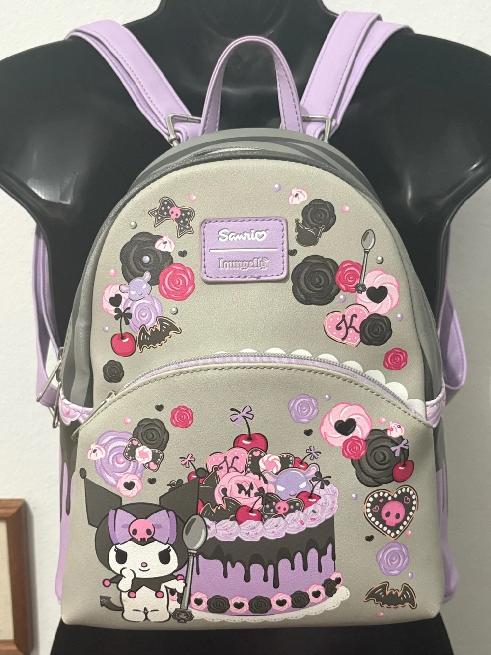 Sanrio Kuromi Gray and Purple Mini Loungefly Backpack